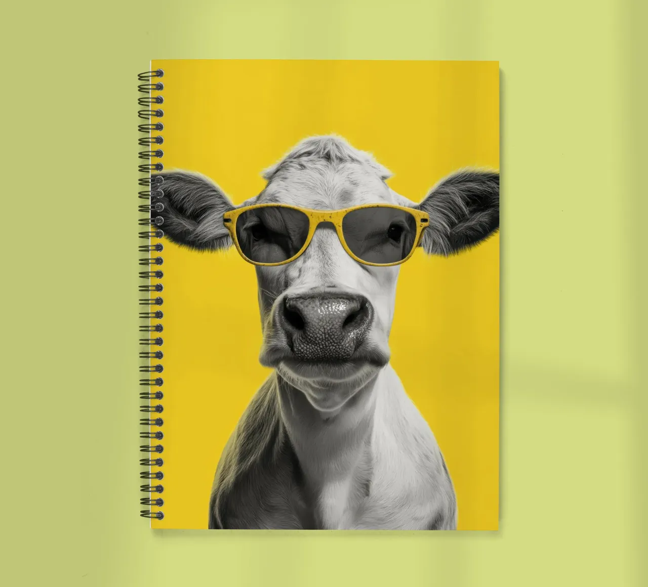 Vache avec des lunettes jaunes carnet à spirale de Pictura