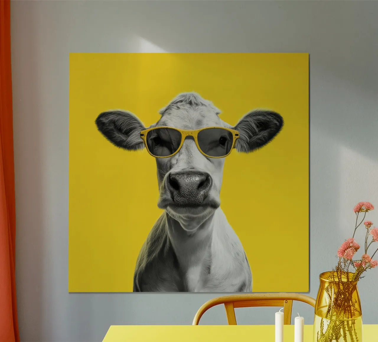Mucca con occhiali gialli poster da Pictura