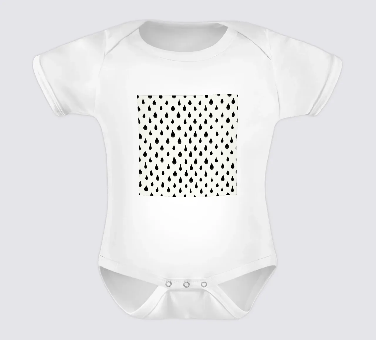 Active wear, modello semplice con gocce d'acqua nere disegnate a mano body neonato maniche corte da gulsengunel
