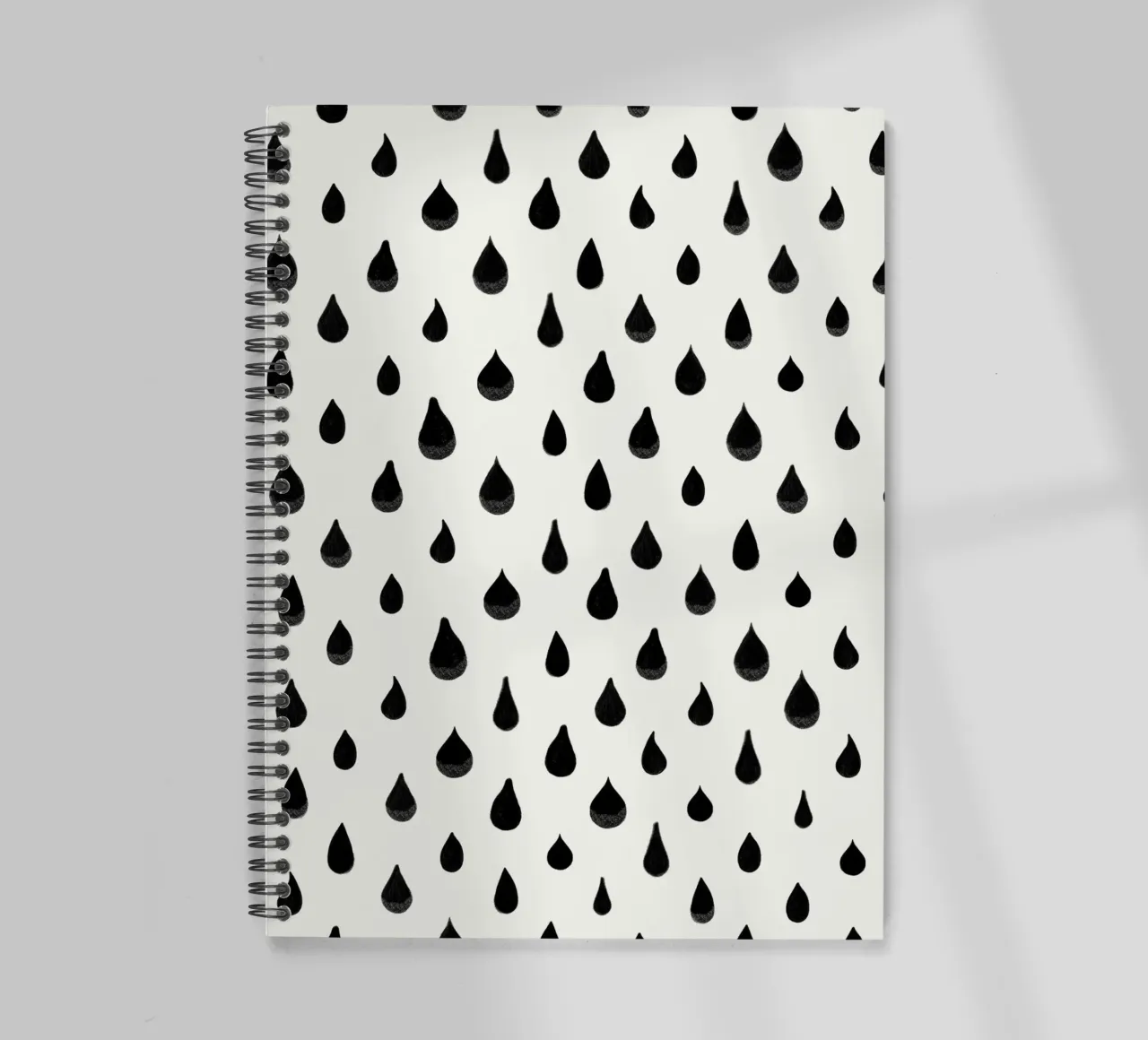 Active wear hand drawn black water drops simple pattern spiral notebook by gulsengunel