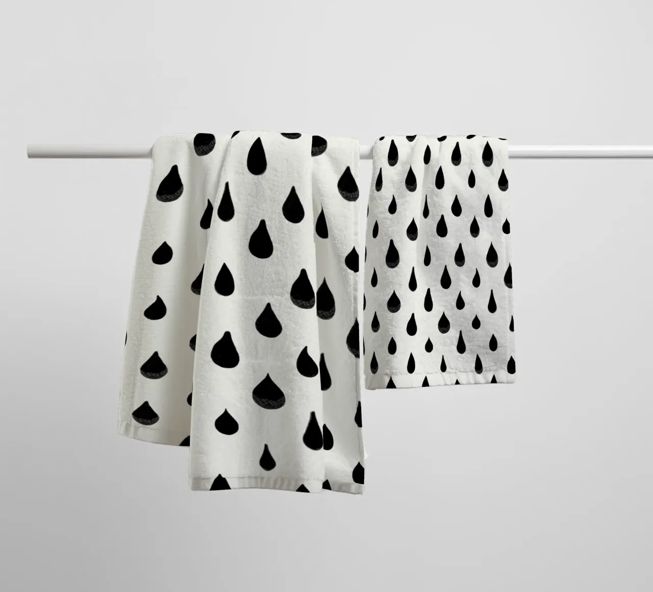 Active wear, modello semplice con gocce d'acqua nere disegnate a mano asciugamano da bagno da gulsengunel