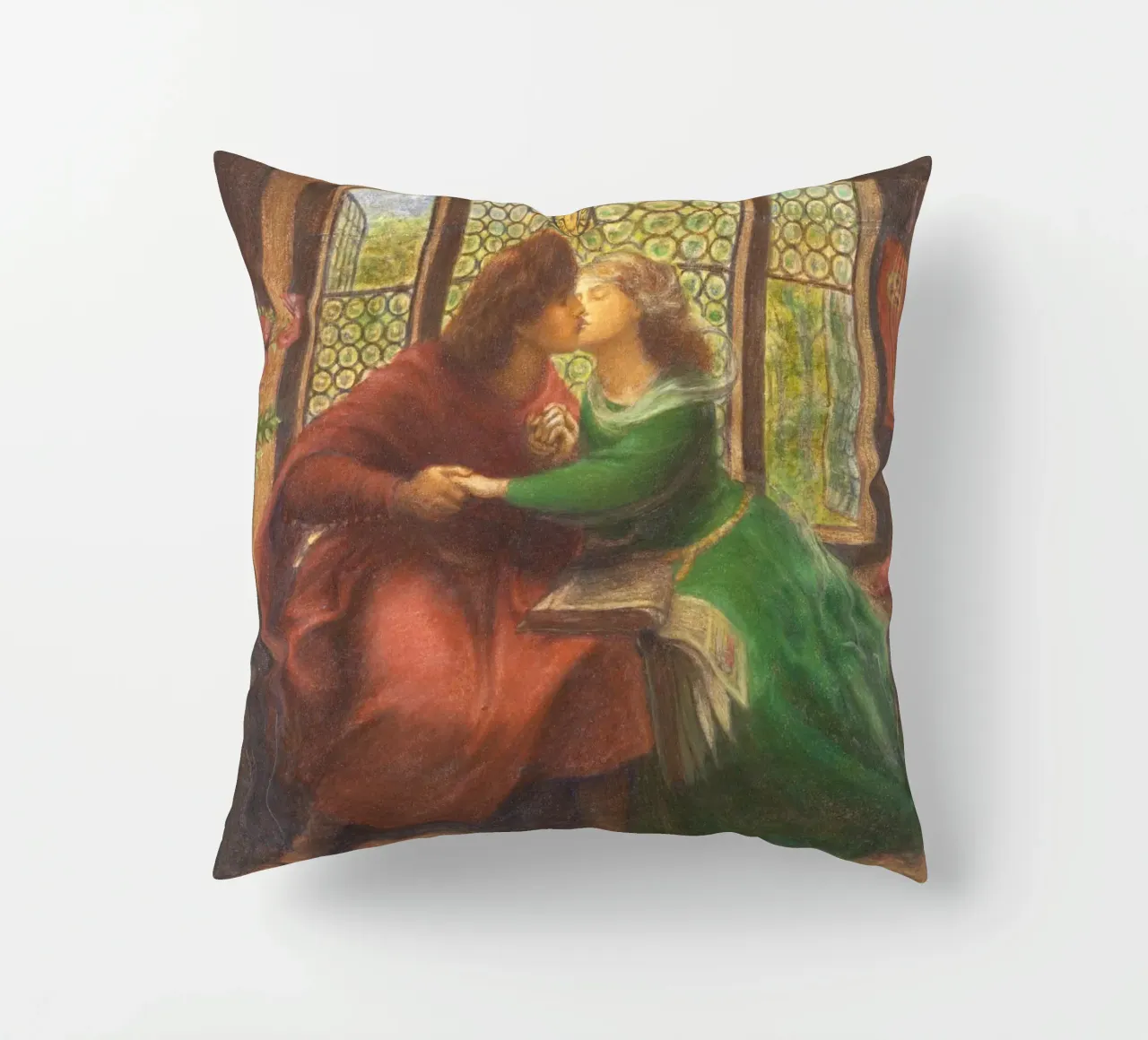 Paolo and Francesca da Rimini by Dante Gabriel Rossetti cuscino da Venus Art
