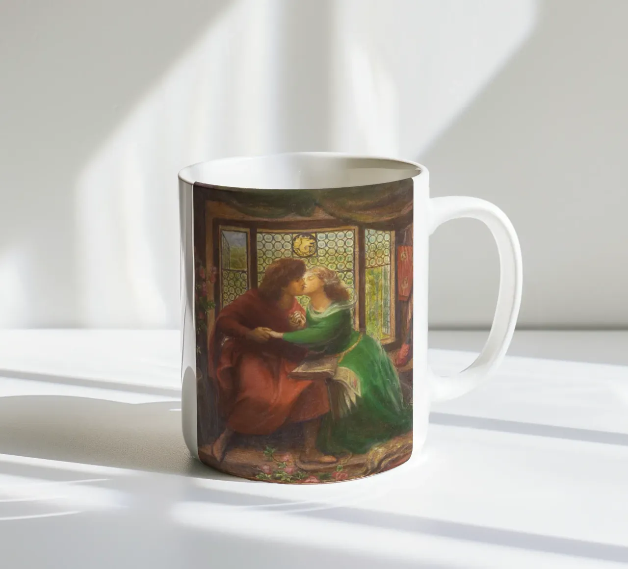 Paolo and Francesca da Rimini by Dante Gabriel Rossetti tazza in ceramica da Venus Art