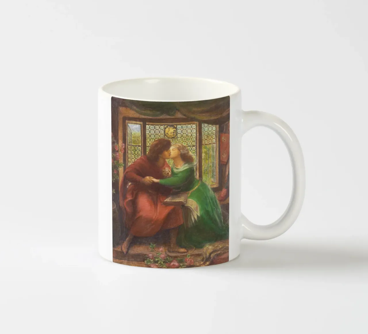 Paolo and Francesca da Rimini by Dante Gabriel Rossetti tazza in ceramica da Venus Art
