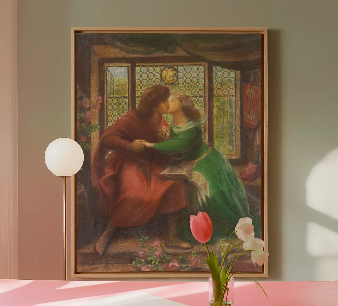 Paolo and Francesca da Rimini by Dante Gabriel Rossetti tela con Cornice a cassetta da Venus Art