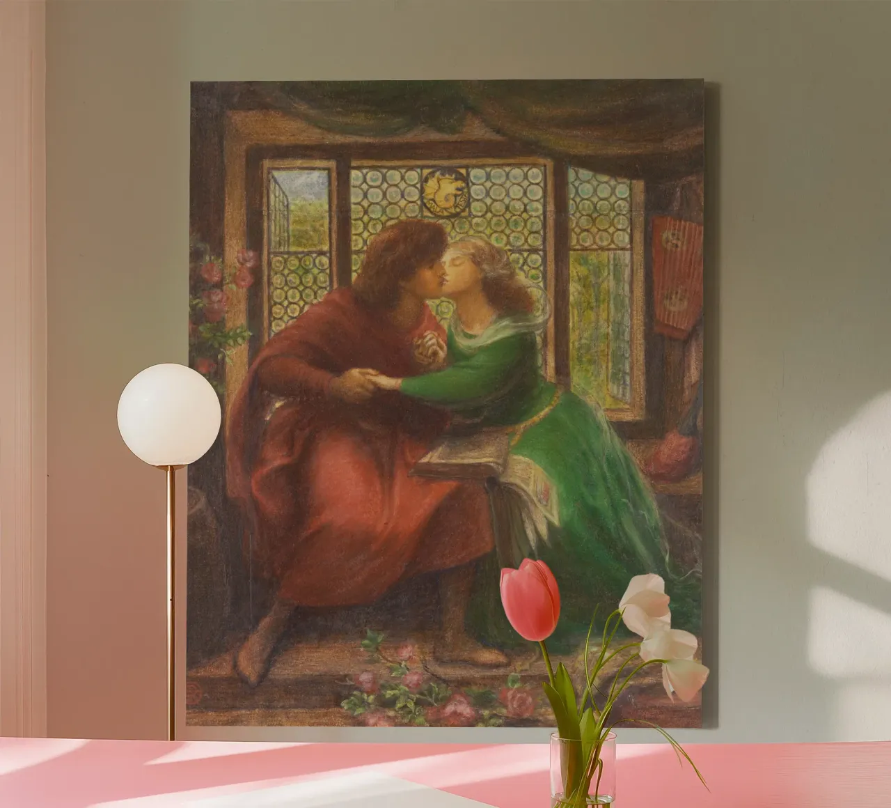 Paolo and Francesca da Rimini by Dante Gabriel Rossetti tela con Cornice a cassetta da Venus Art
