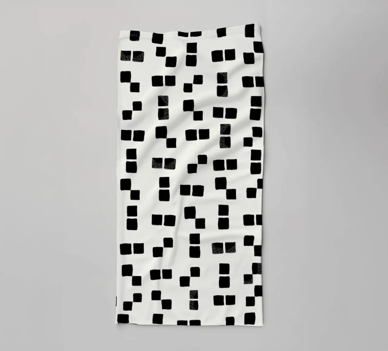 Active wear hand drawn black squares simple pattern towel by gulsengunel