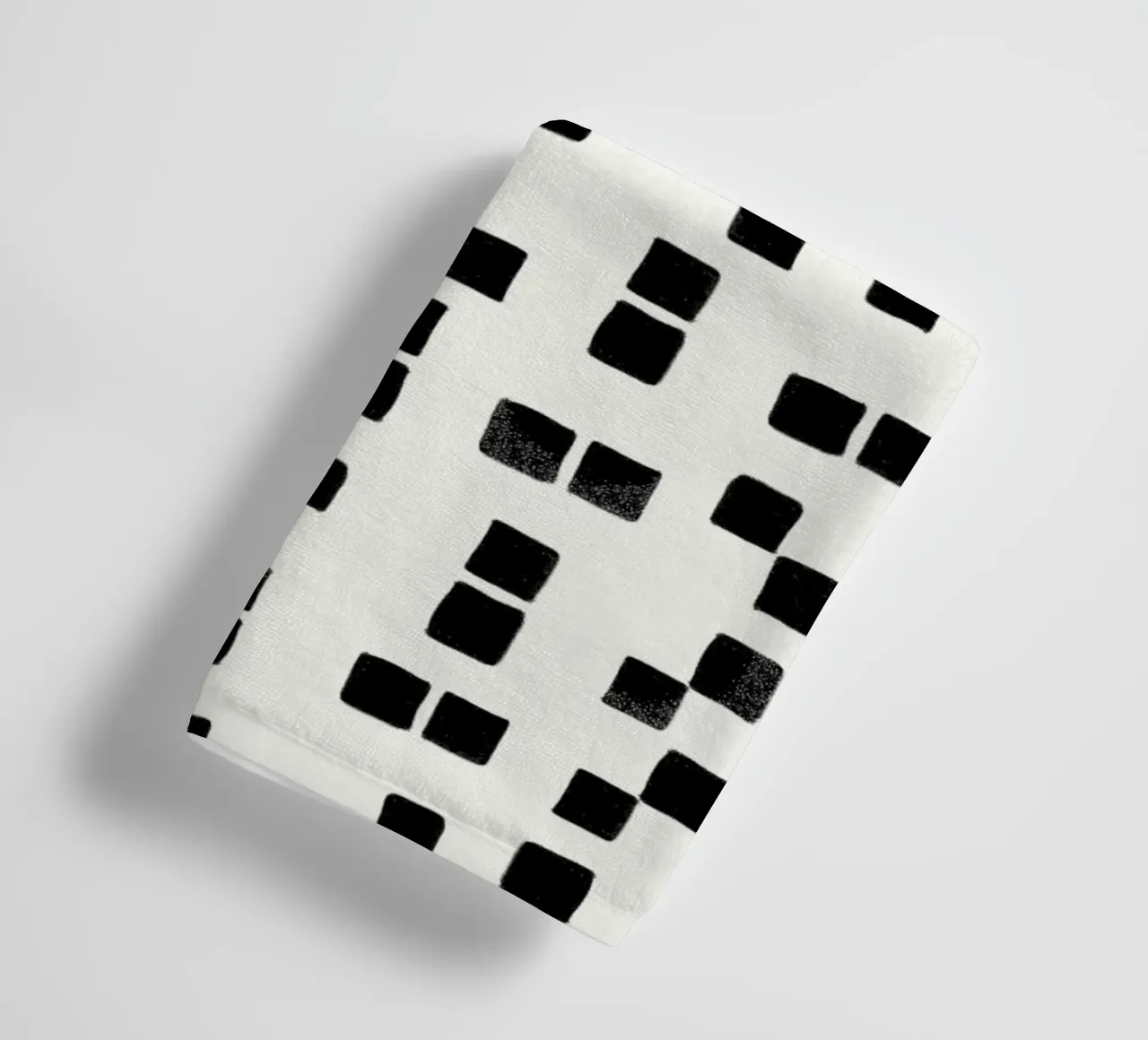 Active wear hand drawn black squares simple pattern towel by gulsengunel