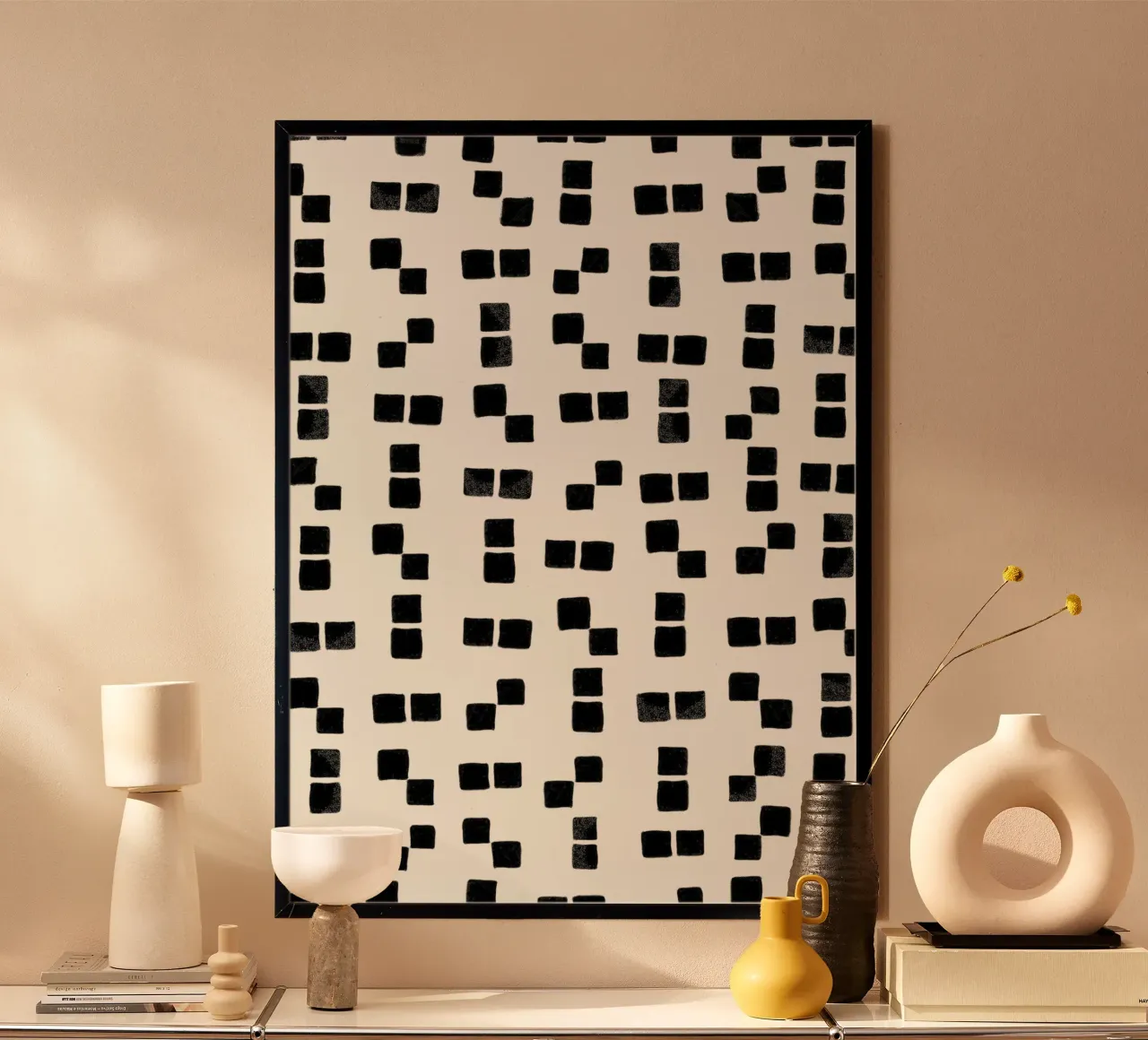 Abstract black squares pattern modern geometric art hahnemühle by gulsengunel