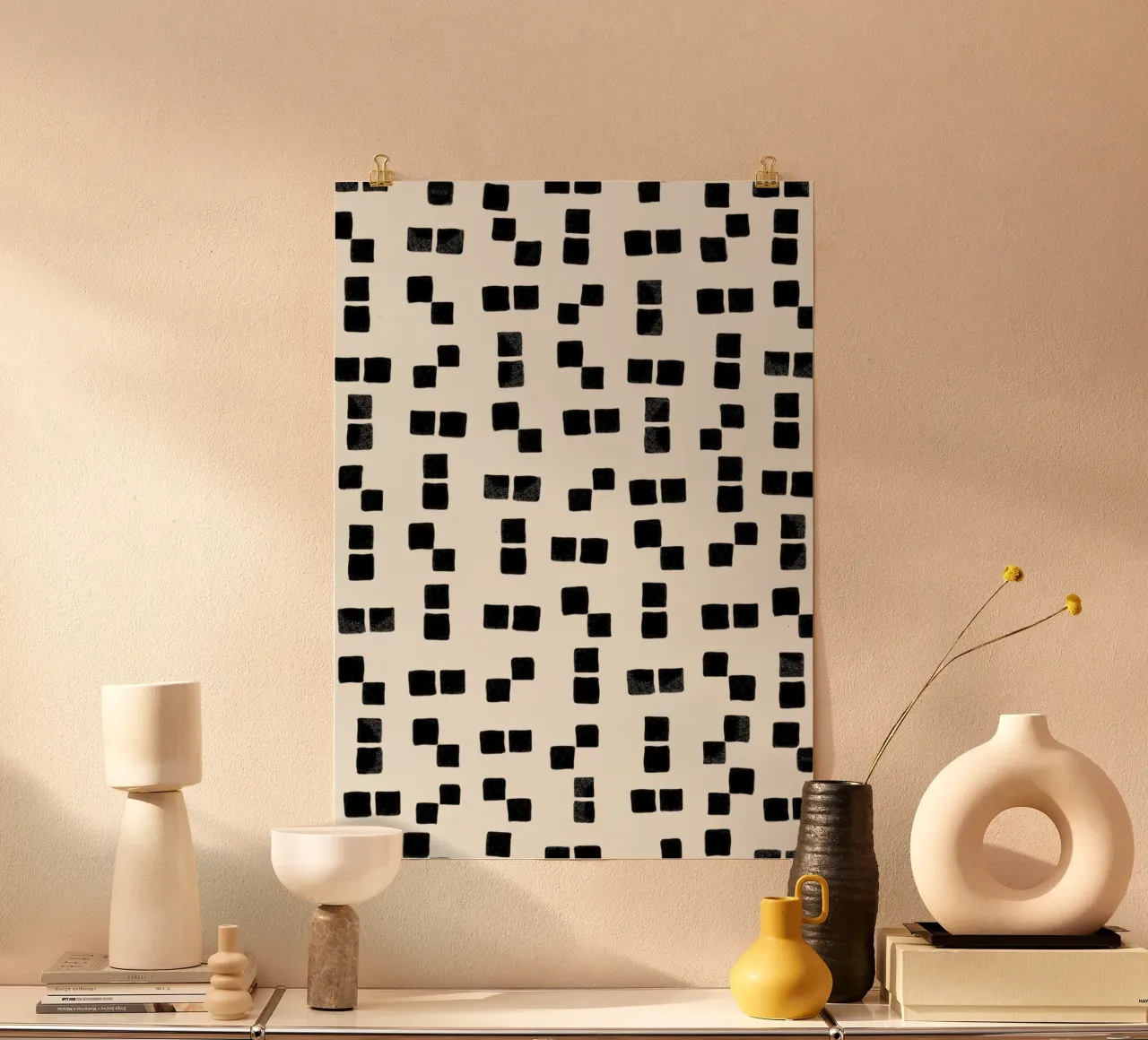 Abstract black squares pattern modern geometric art hahnemühle by gulsengunel