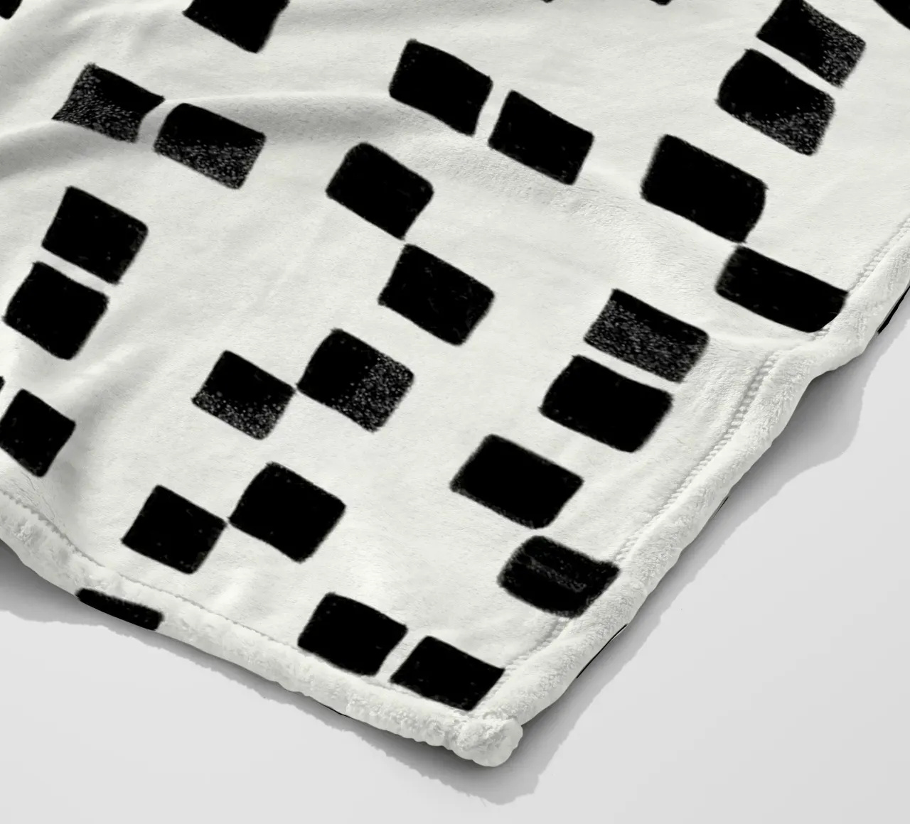 Active wear hand drawn black squares simple pattern fleece blanket by gulsengunel