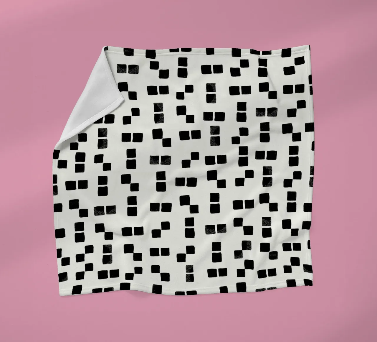 Active wear hand drawn black squares simple pattern fleece blanket by gulsengunel