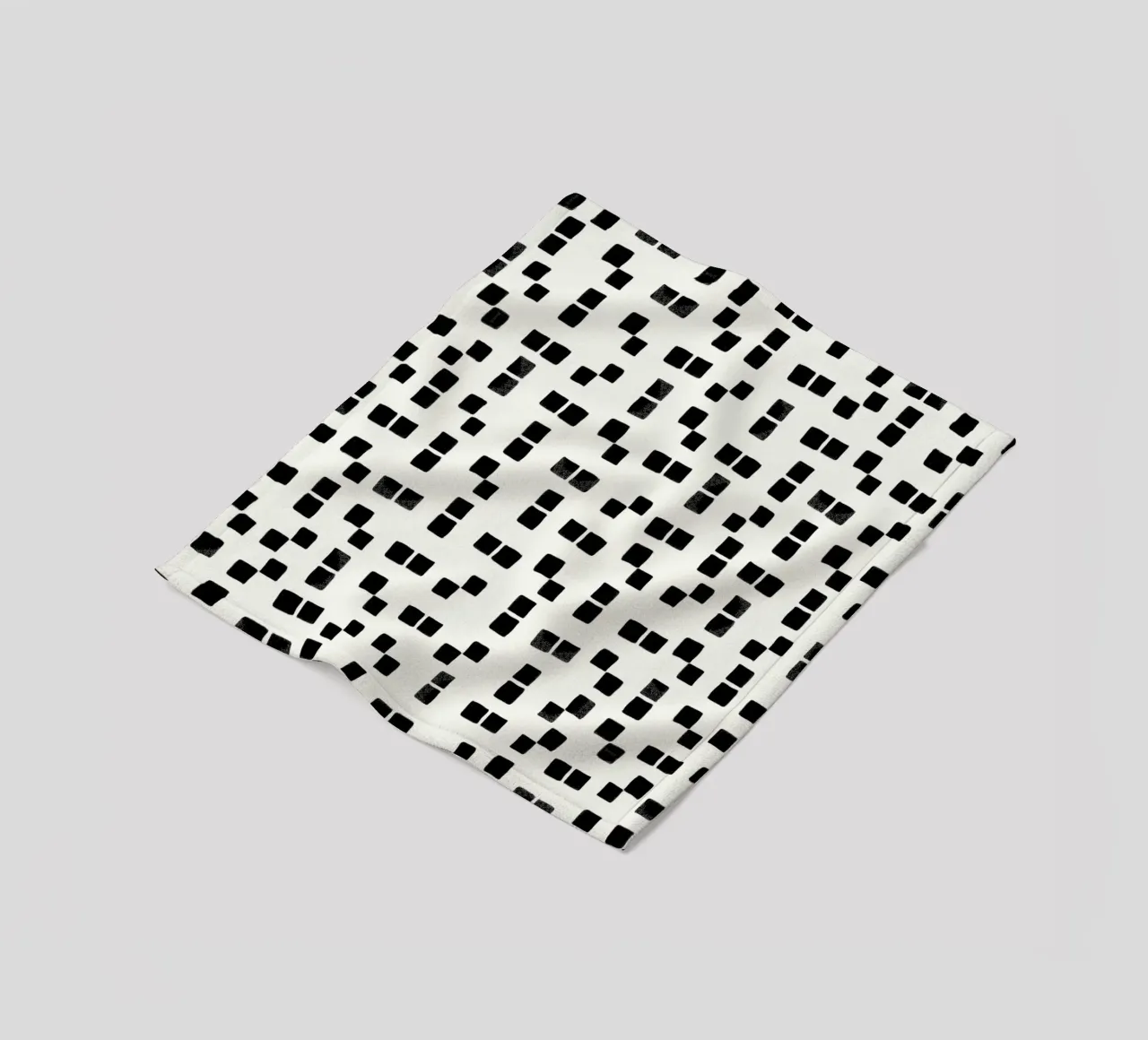 Active wear hand drawn black squares simple pattern fleece blanket by gulsengunel