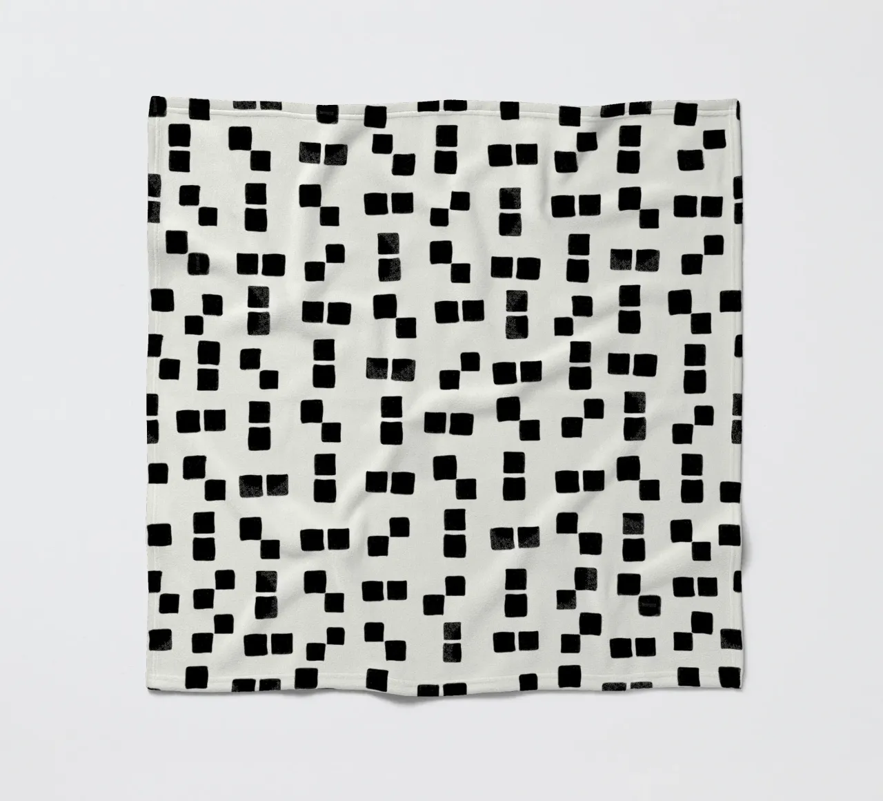 Active wear hand drawn black squares simple pattern fleece blanket by gulsengunel