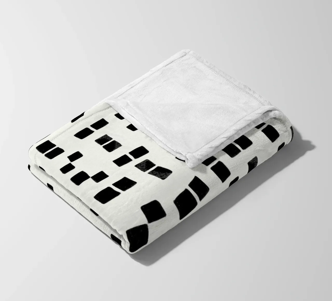 Active wear hand drawn black squares simple pattern fleece blanket by gulsengunel
