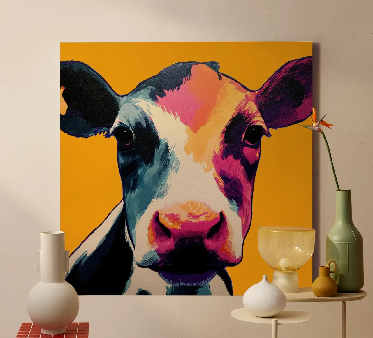 Koe pop art canvas with Floater frame by Pictura