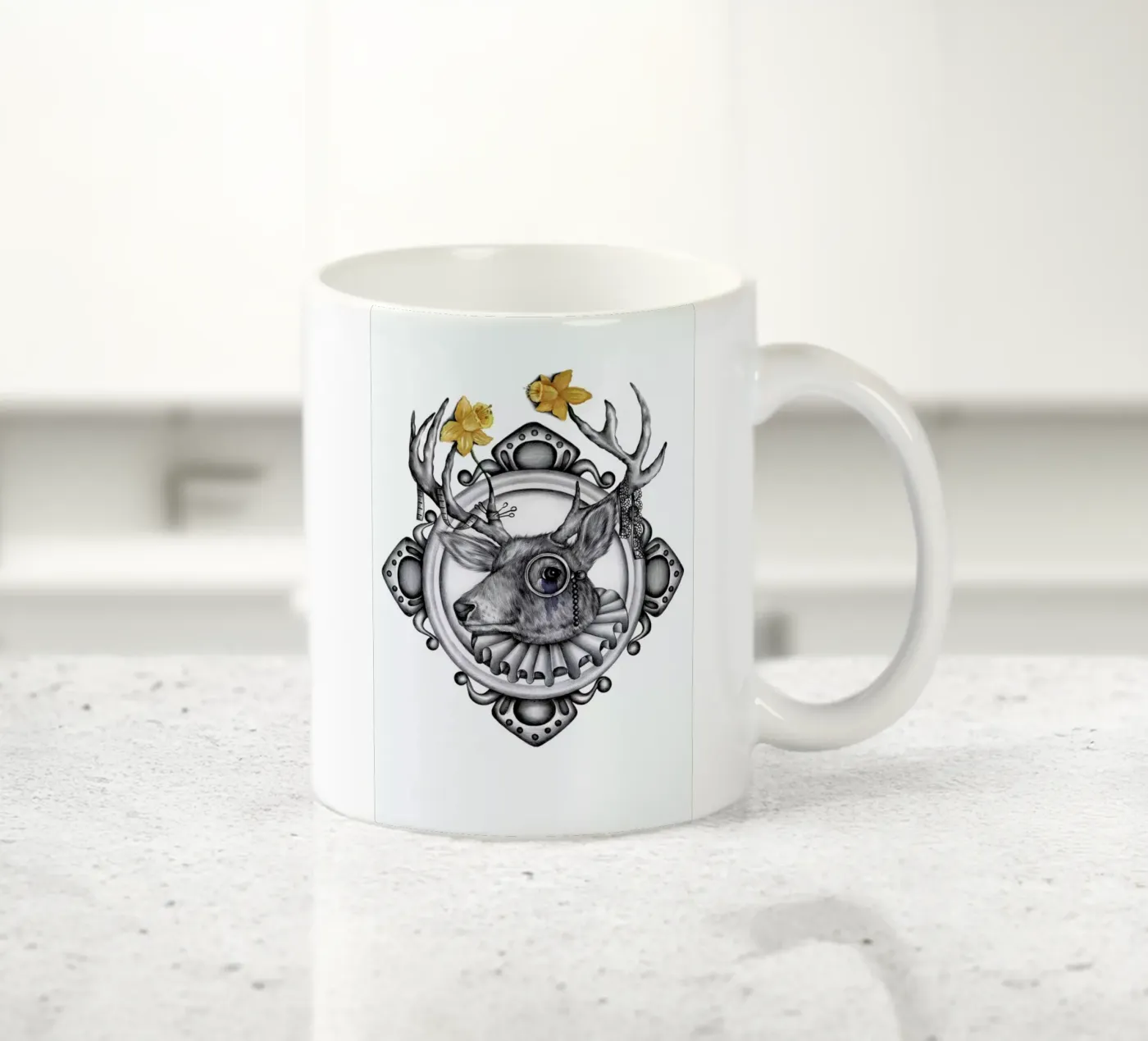 Deer ceramic mug by Maria Vdovichenko