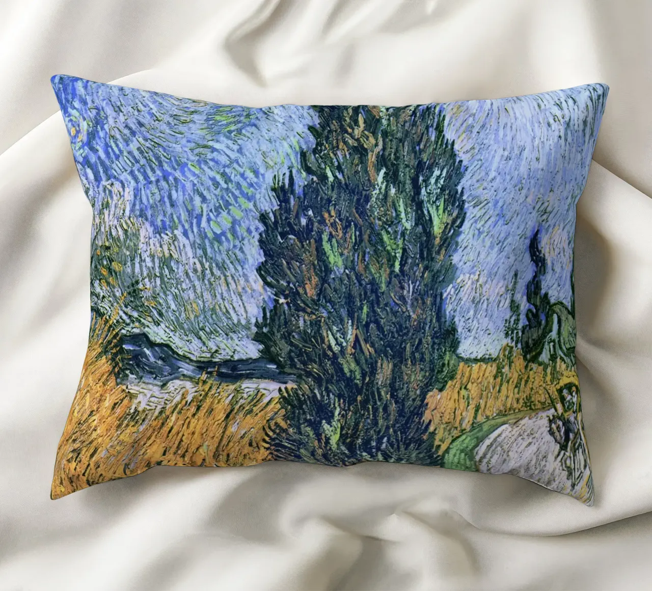 Strada con cipresso e stella (1890) di Vincent van Gogh cuscino da Art History