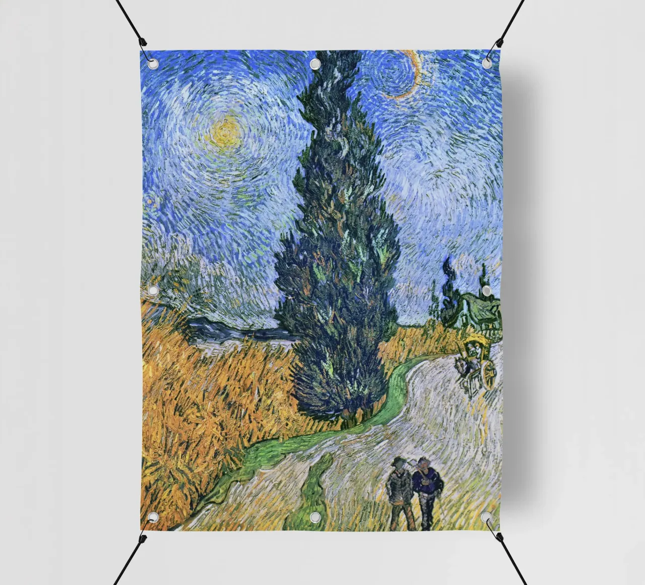 Strada con cipresso e stella (1890) di Vincent van Gogh telo in pvc da Art History
