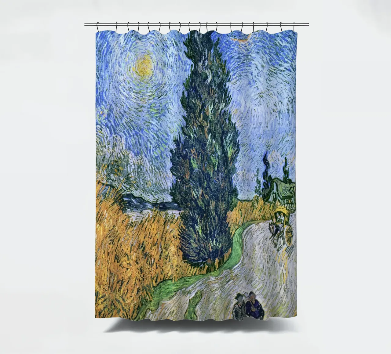 Strada con cipresso e stella (1890) di Vincent van Gogh tenda da doccia da Art History