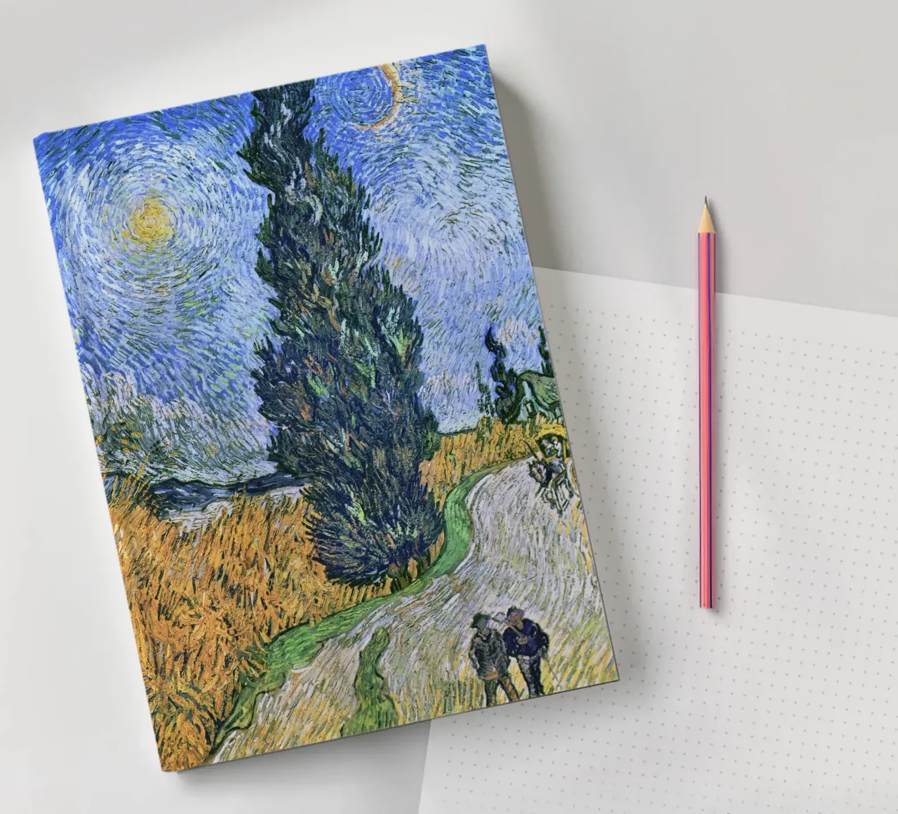Road with Cypress and Star (1890) by Vincent van Gogh notebook by Art History
