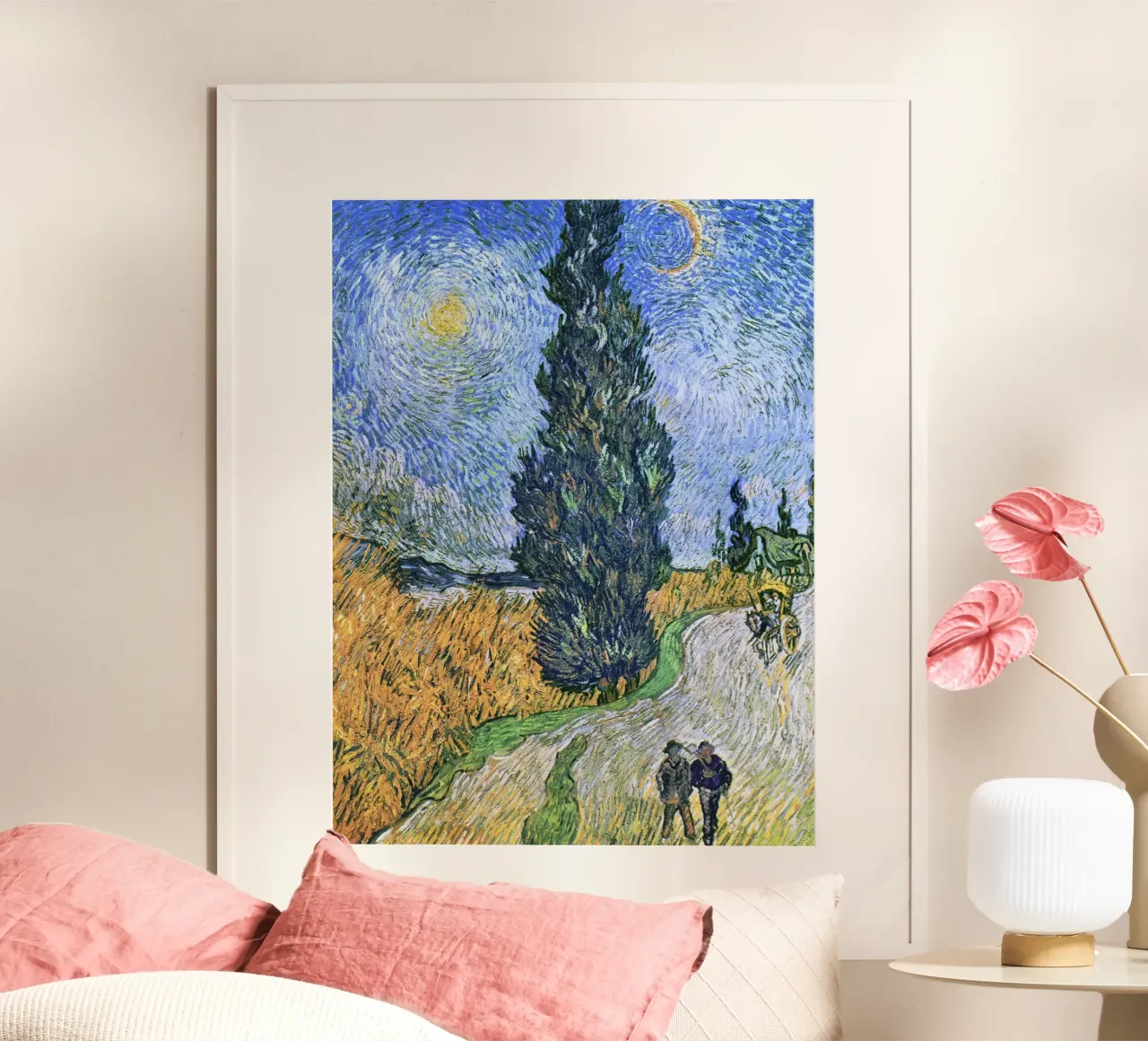 Strada con cipresso e stella (1890) di Vincent van Gogh carta hahnemühle da Art History