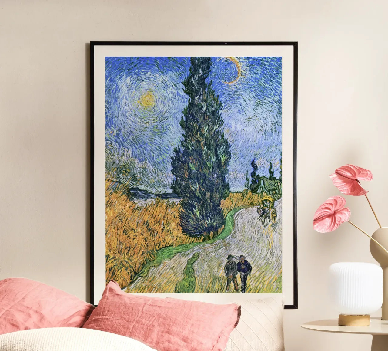 Strada con cipresso e stella (1890) di Vincent van Gogh carta hahnemühle da Art History