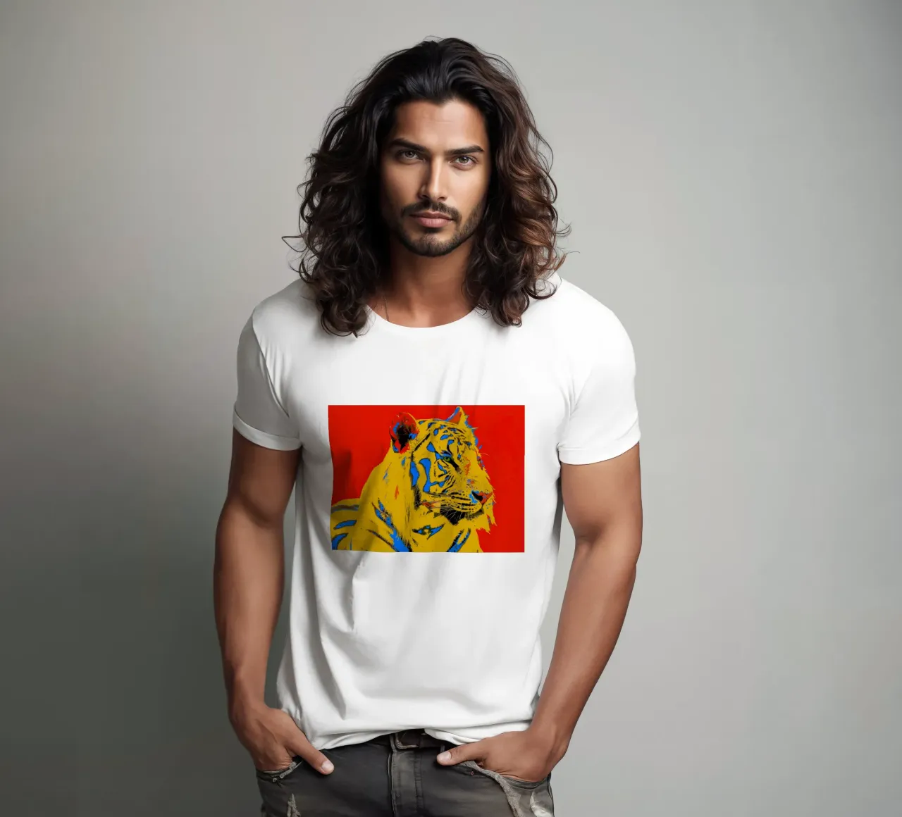Tiger Pop Art red t-shirt da Happy 😃 Art 🎨 by Christine Schnoell
