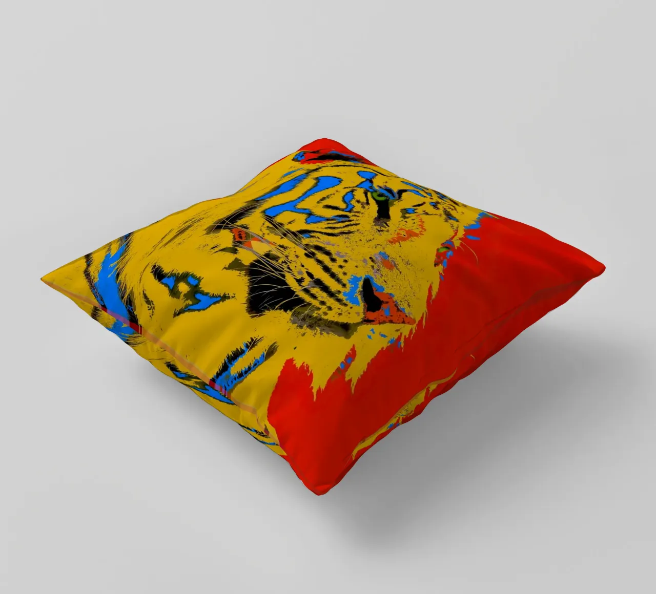 Tiger Pop Art red cuscino da Happy 😃 Art 🎨 by Christine Schnoell