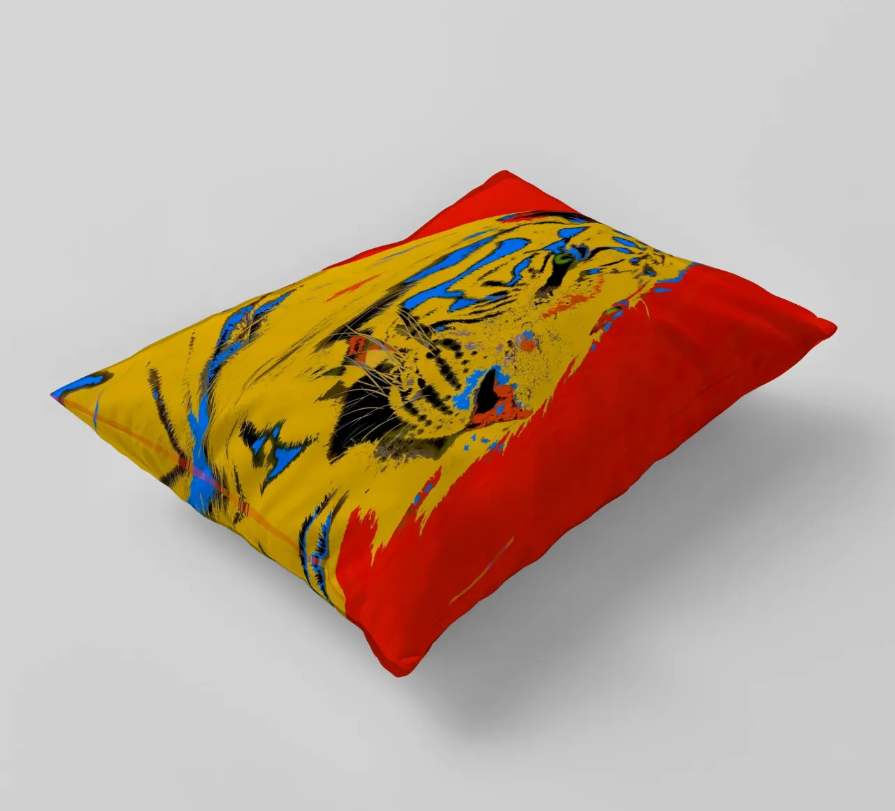Tiger Pop Art red cuscino da Happy 😃 Art 🎨 by Christine Schnoell