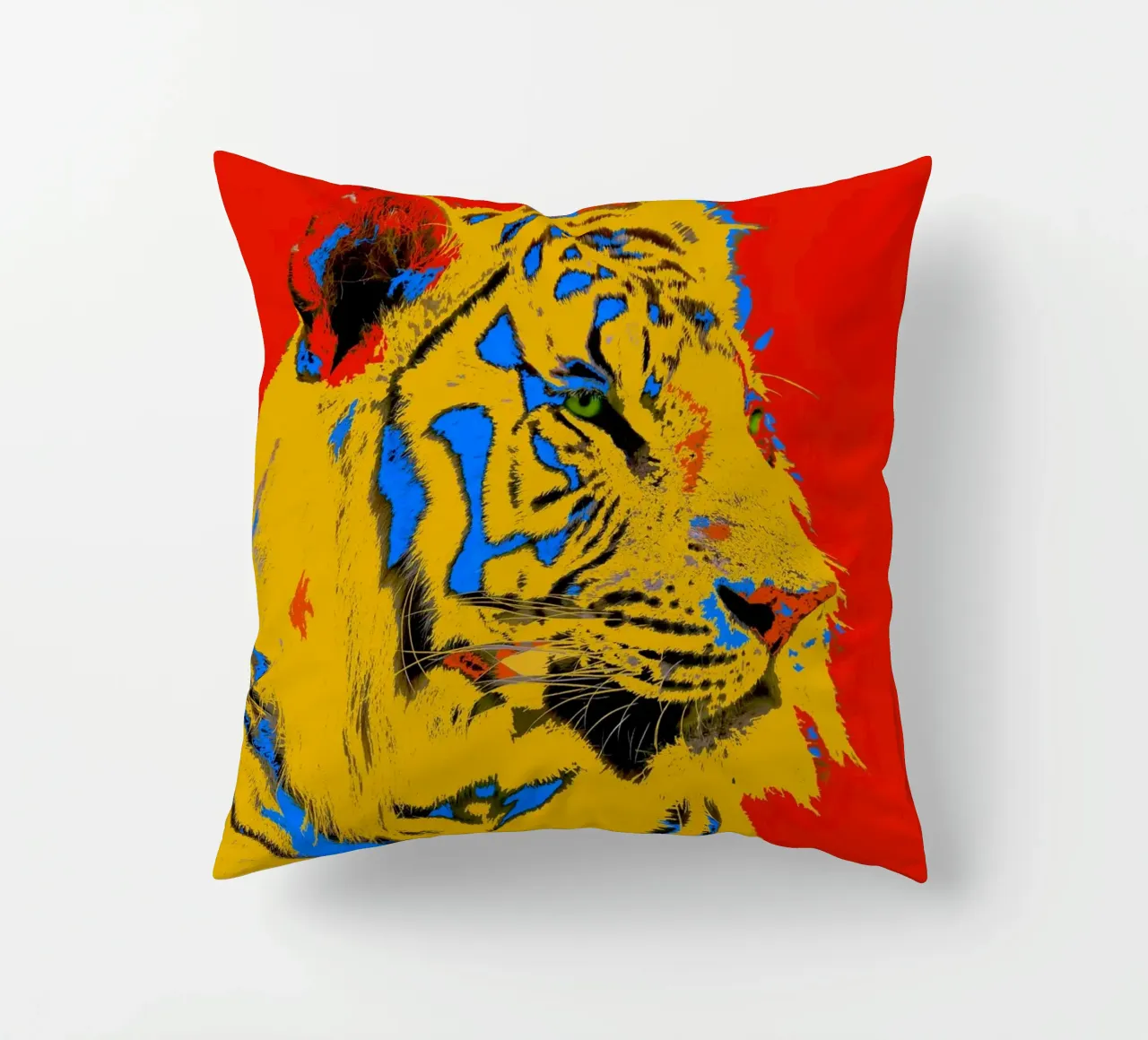 Tiger Pop Art red cuscino da Happy 😃 Art 🎨 by Christine Schnoell