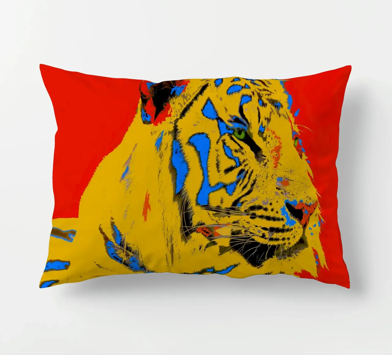 Tiger Pop Art red cuscino da Happy 😃 Art 🎨 by Christine Schnoell