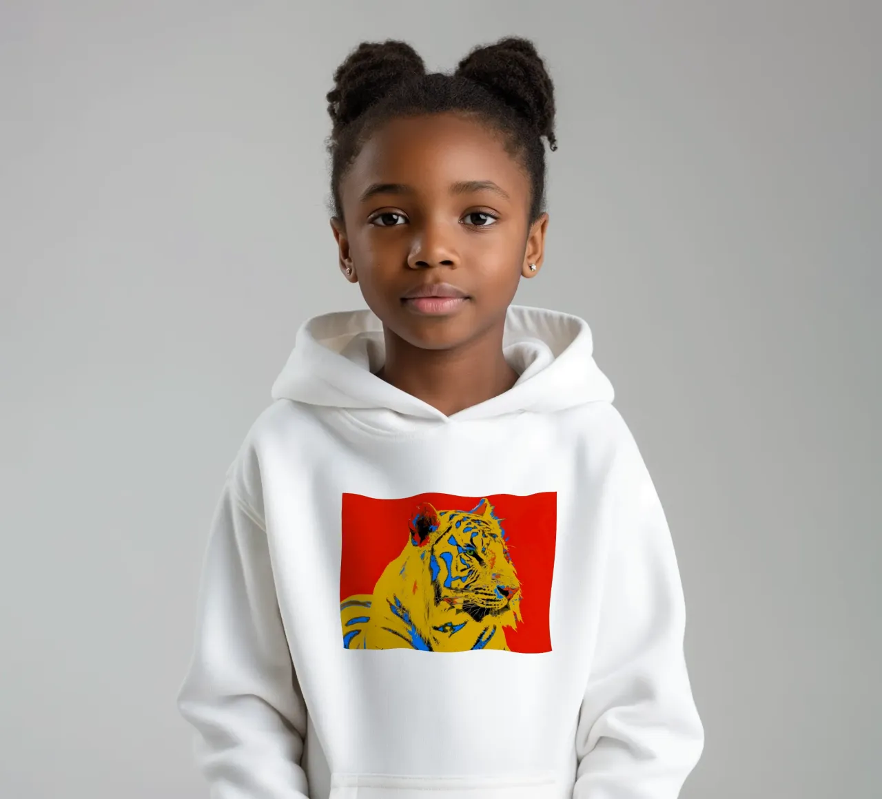 Tiger Pop Art red felpa bambino con cappuccio da Happy 😃 Art 🎨 by Christine Schnoell