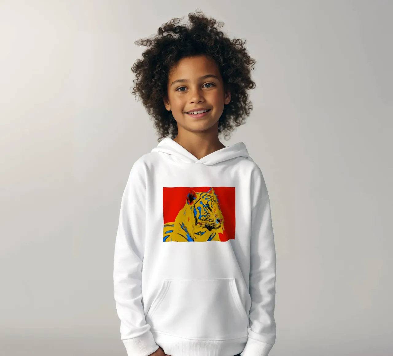 Tiger Pop Art red felpa bambino con cappuccio da Happy 😃 Art 🎨 by Christine Schnoell