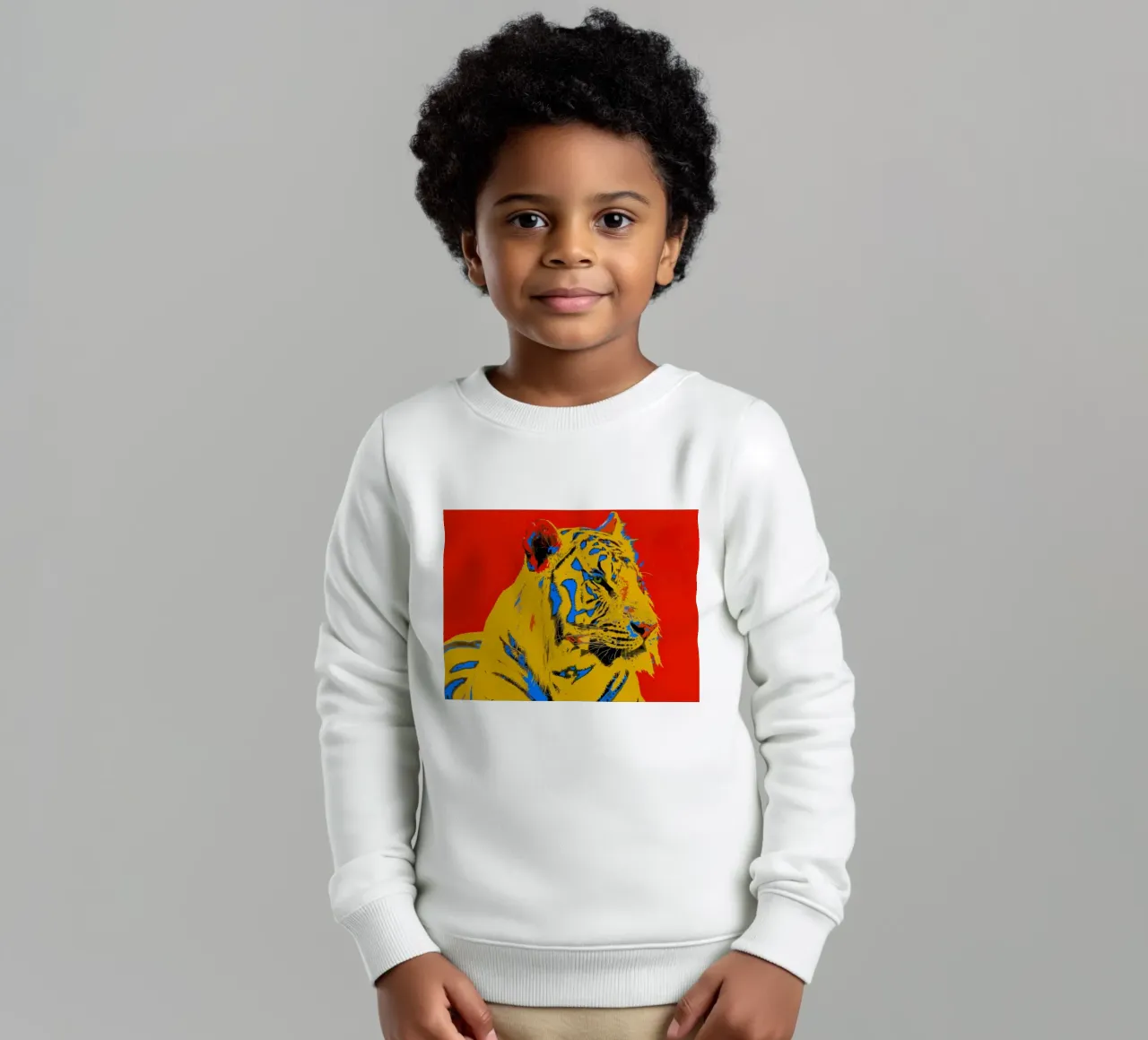 Tiger Pop Art red felpa bambino da Happy 😃 Art 🎨 by Christine Schnoell
