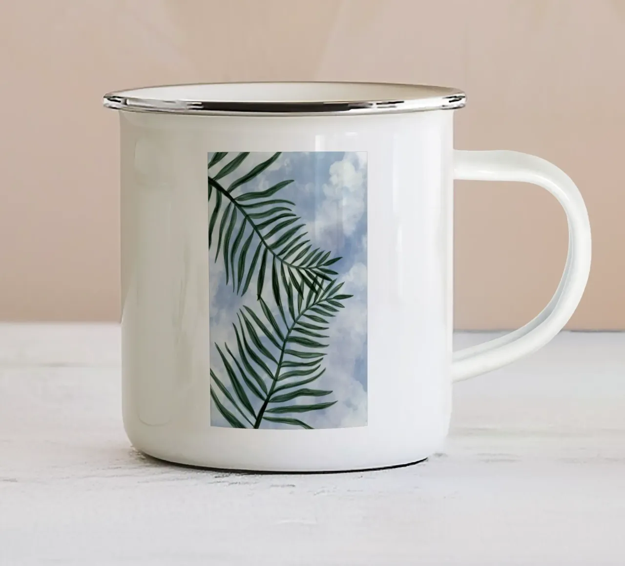 foglie di palma tazza in smalto da Marosie