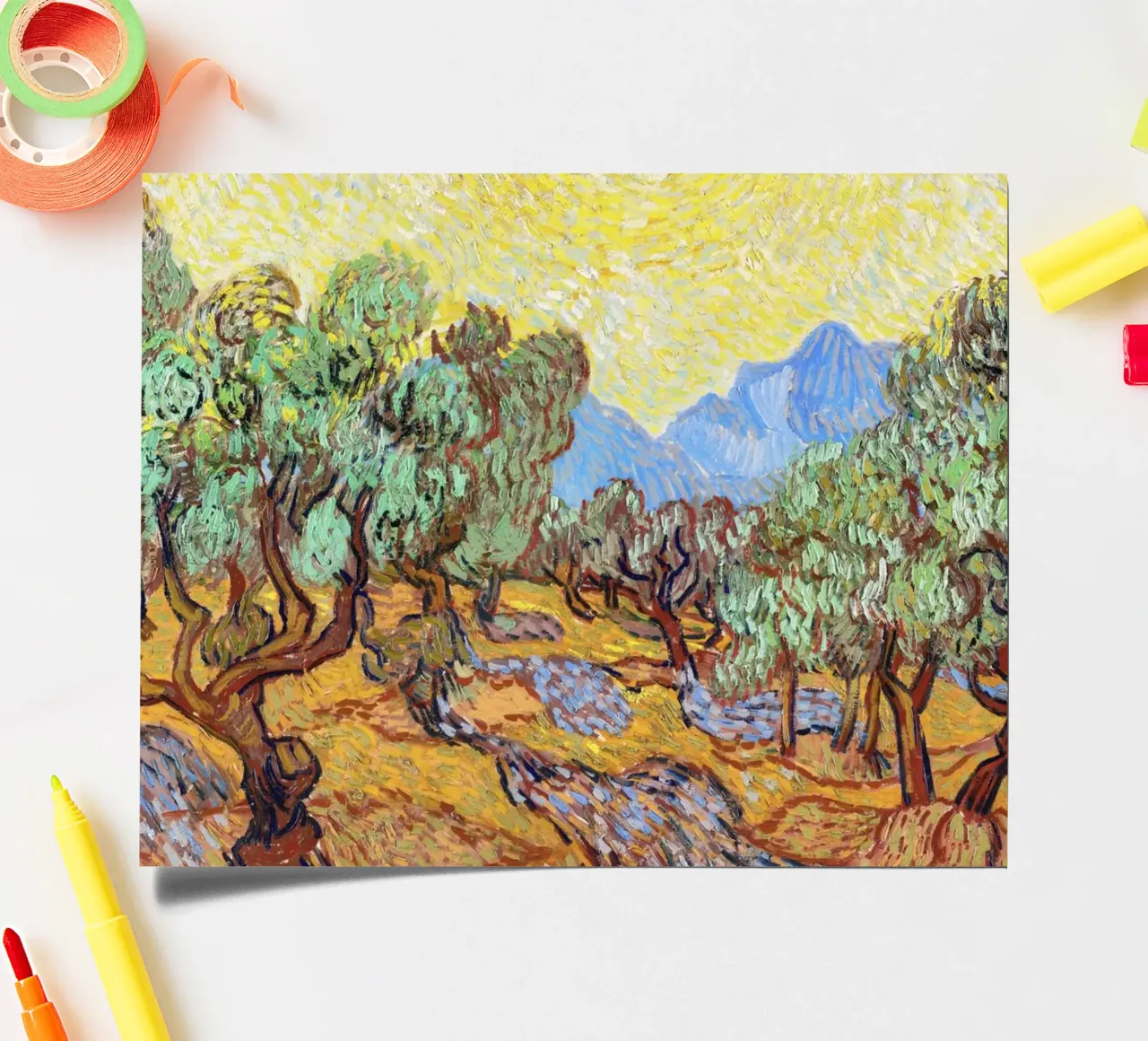 Les oliviers (1889) de Vincent van Gogh planche autocollant de Art History