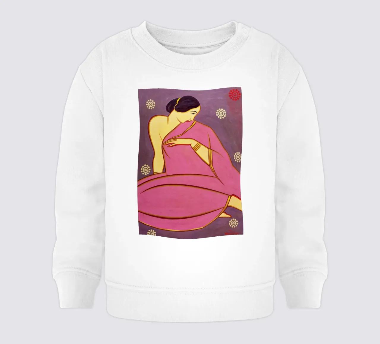 Signora in sari rosa di Jamini Roy felpa neonato da Classic Art Prints