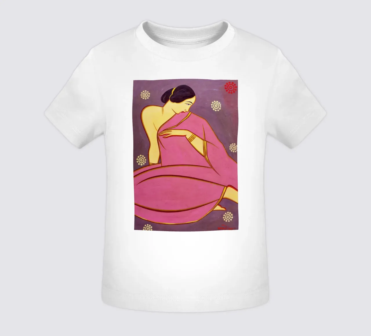 Signora in sari rosa di Jamini Roy maglietta neonato da Classic Art Prints