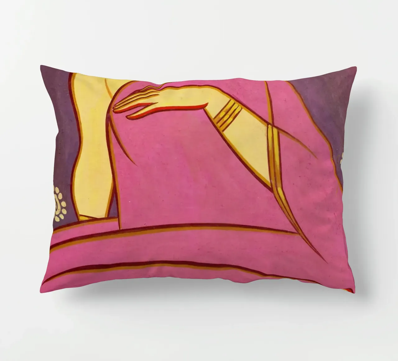 Signora in sari rosa di Jamini Roy cuscino da Classic Art Prints