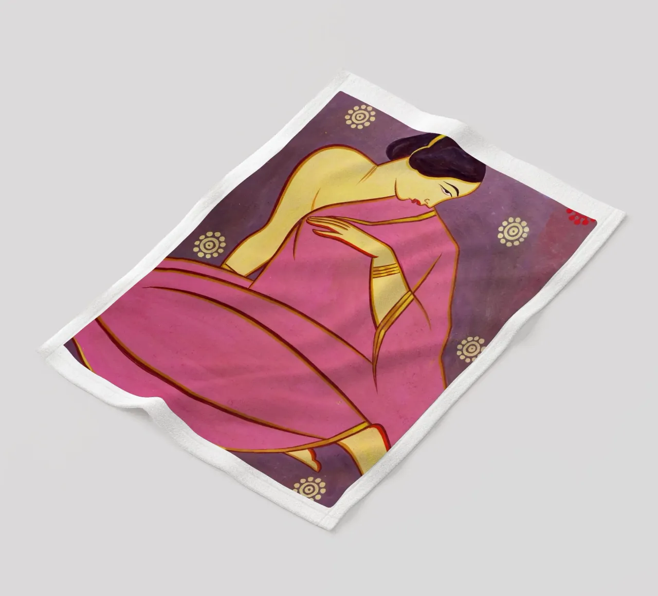 Signora in sari rosa di Jamini Roy coperta in pile da Classic Art Prints