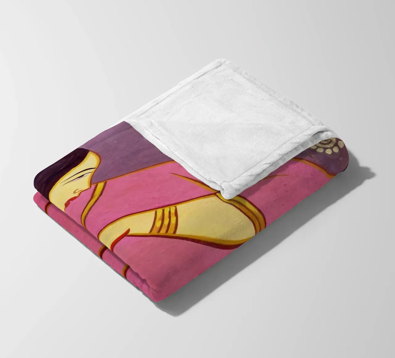 Signora in sari rosa di Jamini Roy coperta in pile da Classic Art Prints