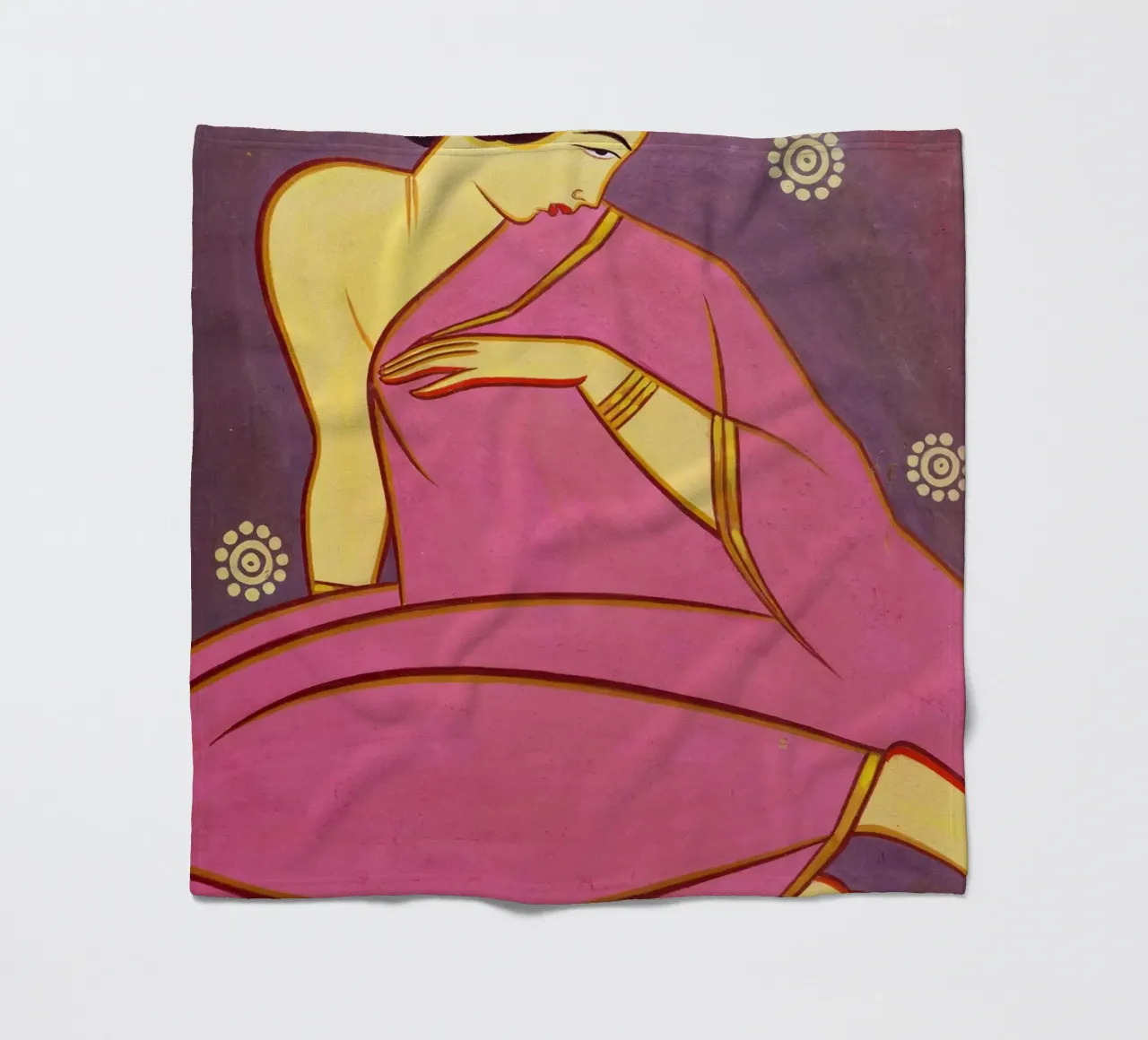 Signora in sari rosa di Jamini Roy coperta in pile da Classic Art Prints