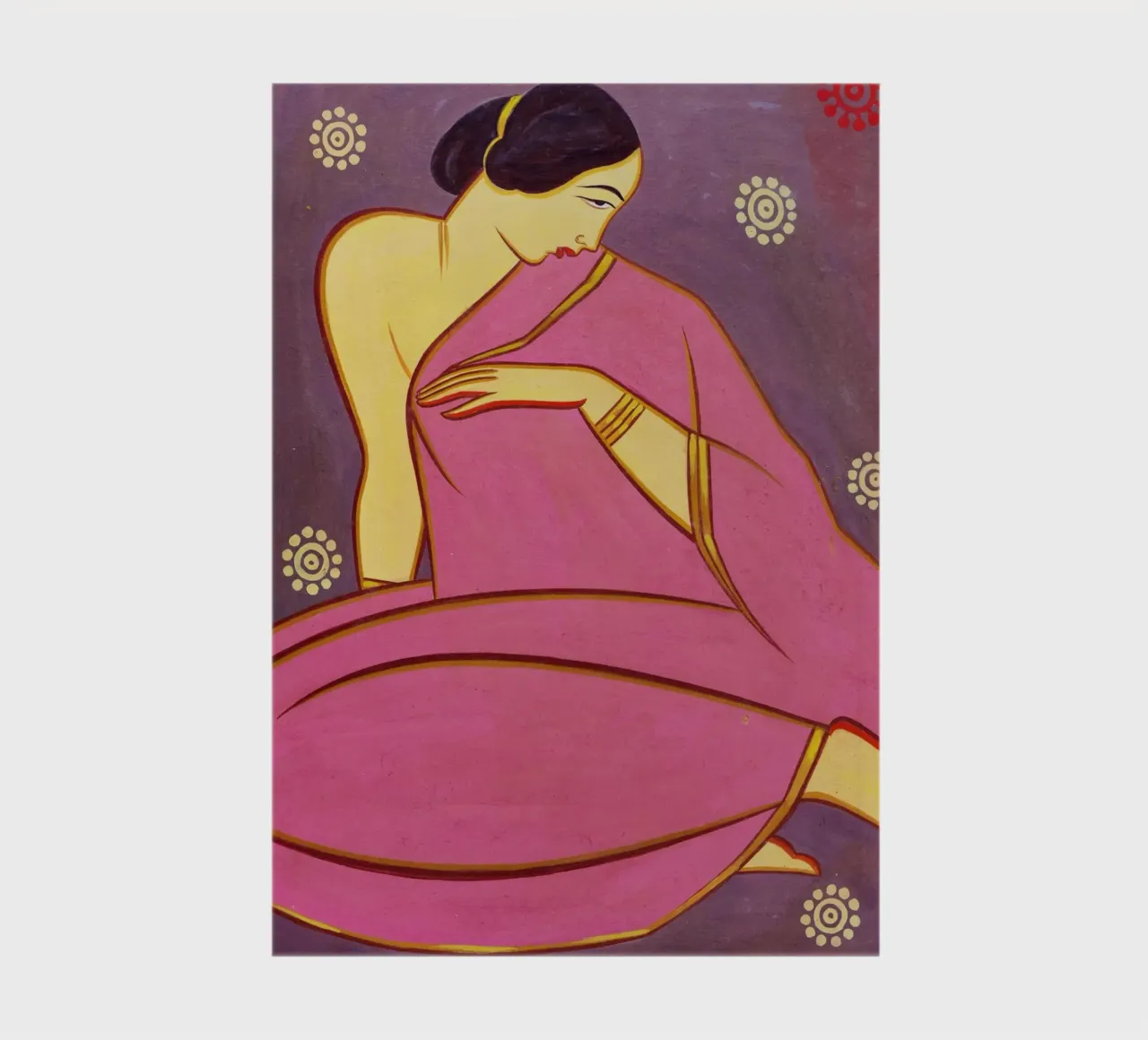 Signora in sari rosa di Jamini Roy diario da Classic Art Prints
