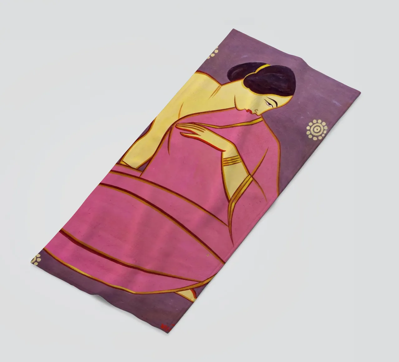Signora in sari rosa di Jamini Roy telo mare da Classic Art Prints