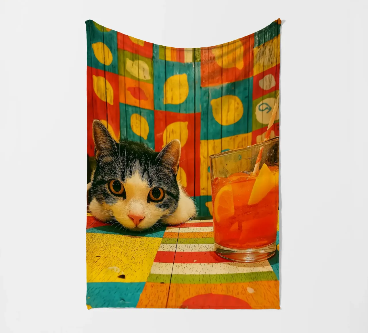 Gatto in cucina coperta in pile da Pictura