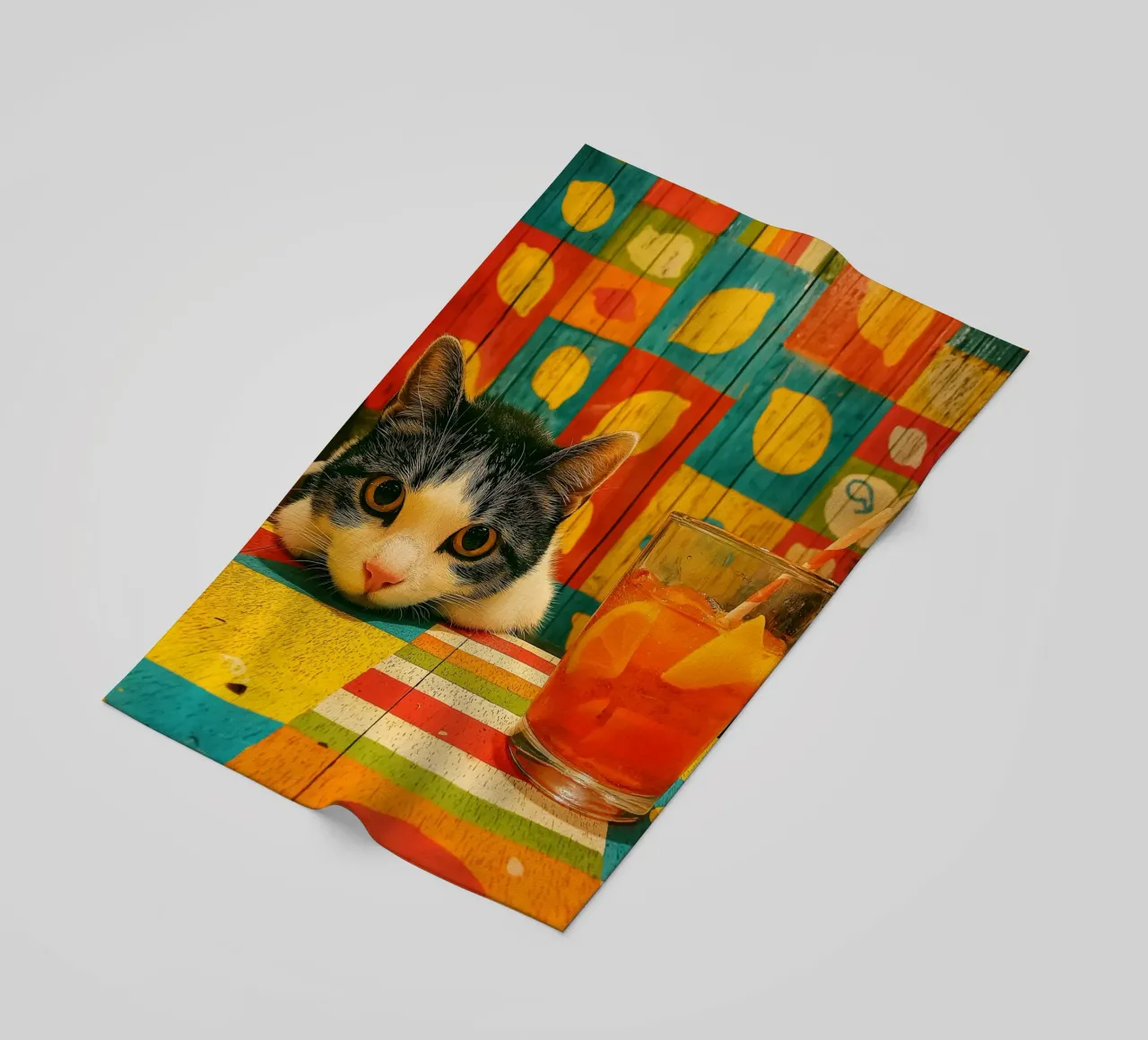 Gatto in cucina telo mare da Pictura