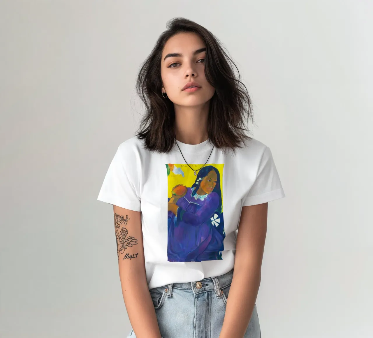 Nō te vi (Donna con mango) (1892) di Paul Gauguin t-shirt da Venus Art