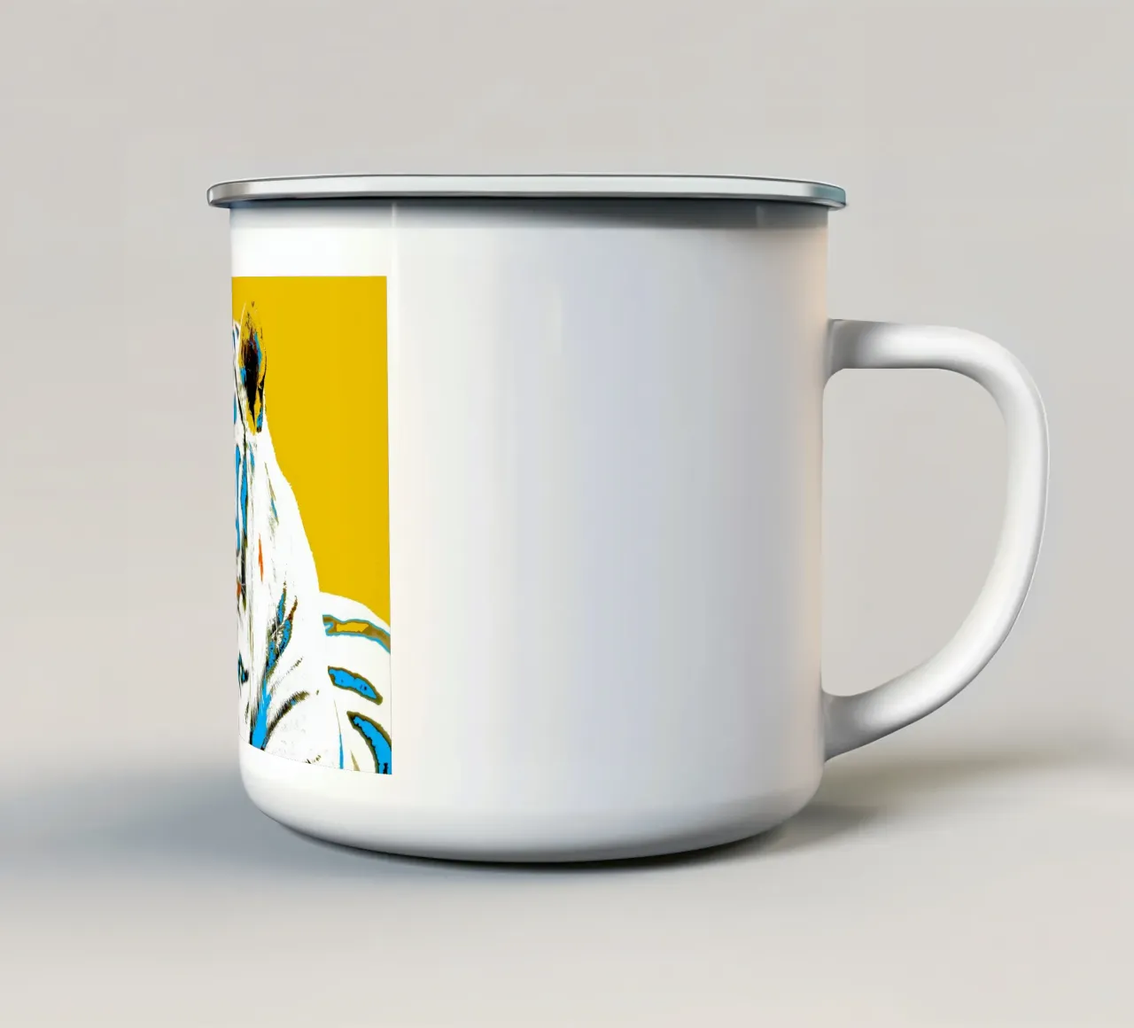Tiger Pop Art, gelb tazza in smalto da Happy 😃 Art 🎨 by Christine Schnoell