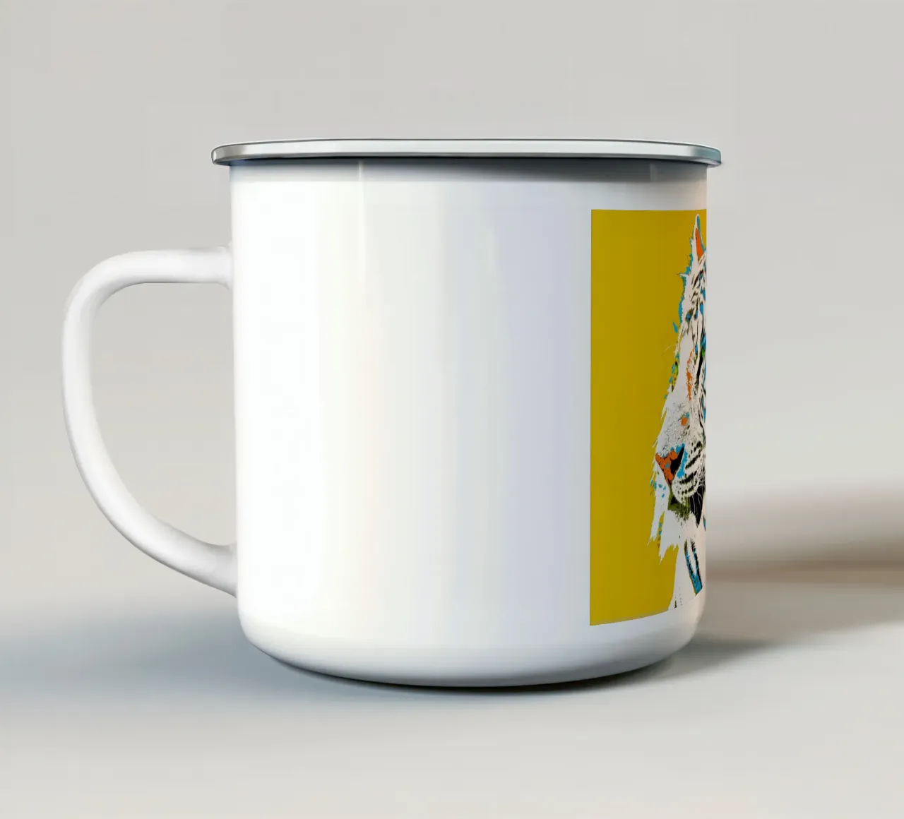 Tiger Pop Art, gelb tazza in smalto da Happy 😃 Art 🎨 by Christine Schnoell